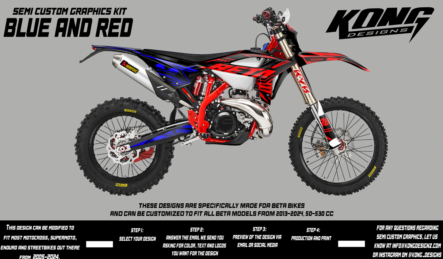 Semi Custom Graphics Kit - BLUE AND RED